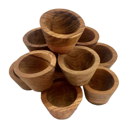 PAPOOSE TOYS - Small Natural Wooden Bowls - 12 Piece Set